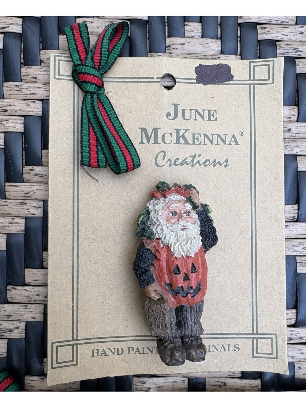 June McKenna Creations Hand Painted Halloween Santa Pin